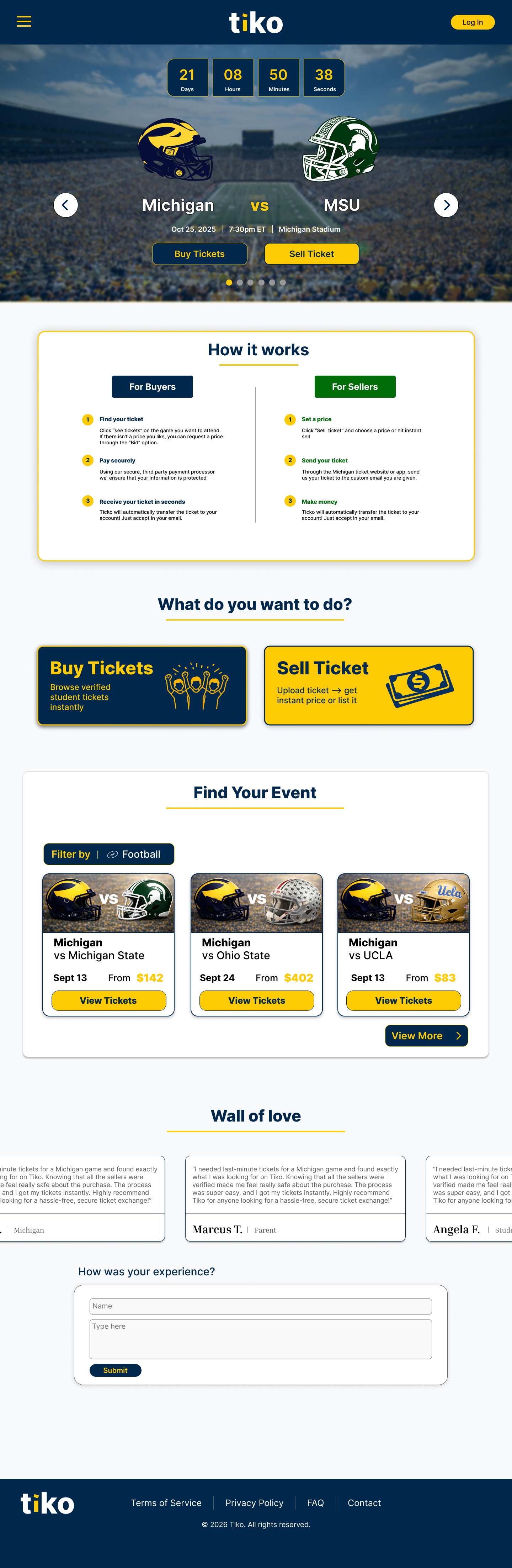 Revised home page wireframe